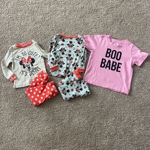 2 Sets of Baby Girl Halloween Pajamas & Boo Babe T-Shirt